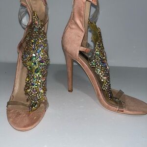 Aldo Blush Pink Jeweled High Heel Sandals
